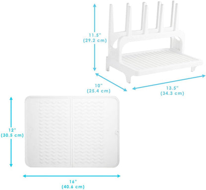 PopYum Seattle Gray Space Saving Drying Rack Made from 100% Recycled Bottles, Countertop for Baby Bottle, Plastic Bags, Cups, Glass, Tumblers, Compact