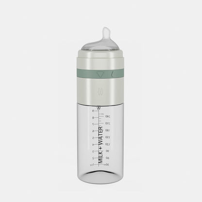 MILK & WATER Glass All in One Baby Bottle & Baby Formula Dispenser On The Go (Arctic White, 9oz Medium Flow 3m+)