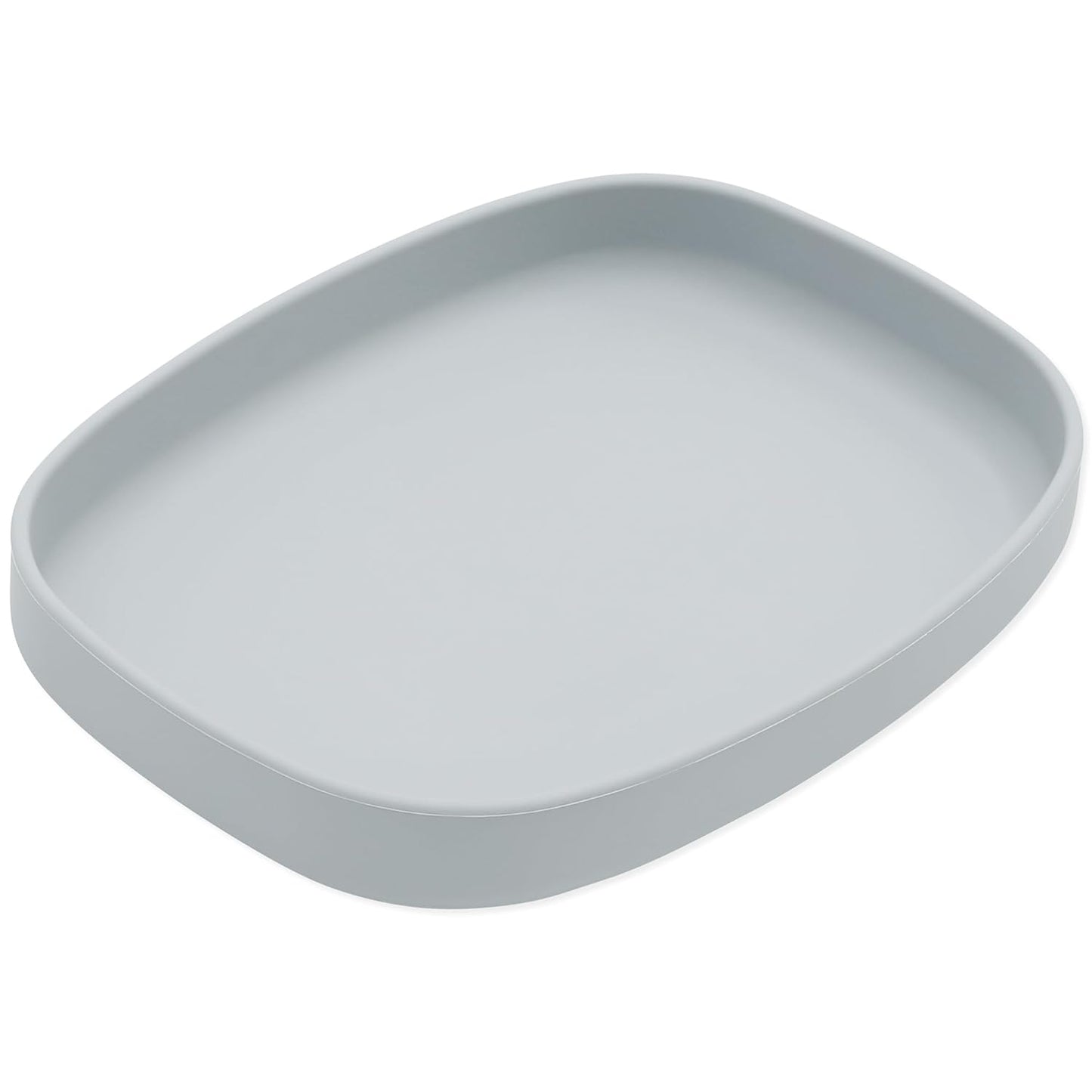 Bumkins Toddler and Baby Suction Plate, Divided Grip Dish for Babies and Kids, Baby Led Weaning, Feeding Supplies, Sticks to Tables and Highchairs, Platinum Silicone, for Chidren 6 Months, Gray
