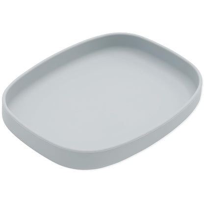 Bumkins Toddler and Baby Suction Plate, Divided Grip Dish for Babies and Kids, Baby Led Weaning, Feeding Supplies, Sticks to Tables and Highchairs, Platinum Silicone, for Chidren 6 Months, Gray