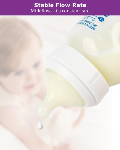 Silicone Nipple for Dr.Brown's Wide-Nick Baby Bottle Bottles,Level 3 Bottle Nipples, Fast Flow, 6m+, 6 Count