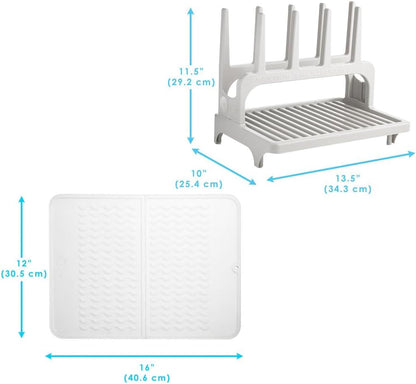PopYum Seattle Gray Space Saving Drying Rack Made from 100% Recycled Bottles, Countertop for Baby Bottle, Plastic Bags, Cups, Glass, Tumblers, Compact