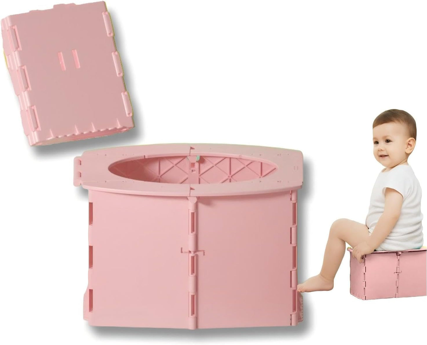 VUFVOID Travel Potty for Kids, Reusable Portable Folding Potty for Toddler, Travel Foldable Toilet for Travel Outdoor Camping, Toddler Potty Seat for Baby Training (Yellow)