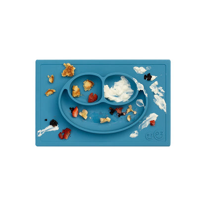 ezpz Mini Mat (Blush) - 6 -12 Months+ - 100% Silicone Suction Placemat + Divided Plate with Three Compartments - Supports Baby-Led Weaning - Designed for Highchair, Table, and Travel