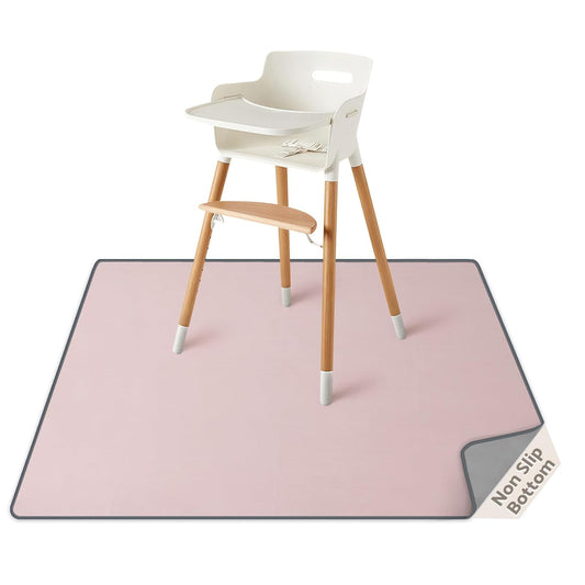 Blissful Diary Baby Splat Mat for Under High Chair, 50.4 x 50.4 Inch Wipeable Splash Mat, Waterproof and Washable, Anti-Slip Floor Protector, Retro Rainbow
