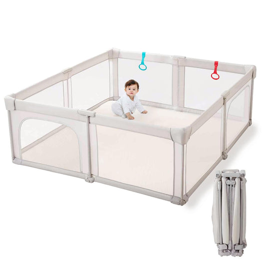 Doradotey Baby Playpen, Quick Setup Portable Baby Playard for Babies and Toddlers, Foldable Playpen Fence Indoors & Outdoor, Breathable Mesh Anti-Fall Play Pen 71x71, Grey