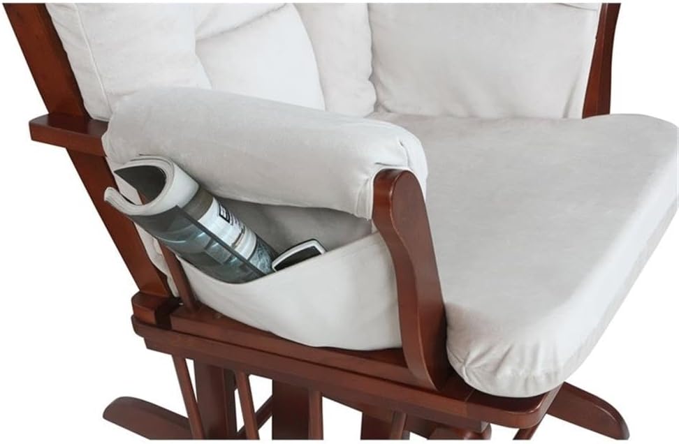 Pemberly Row Contemporary Glider Chair Cushions Set, Beige Velvet Fabric, Foam Filled, Replacement Seat, Back, Arm Cushions for Nursery, Living Room or Office Glider Chairs, 5" H x 24" W x 26" D