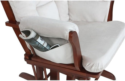 Pemberly Row Contemporary Glider Chair Cushions Set, Beige Velvet Fabric, Foam Filled, Replacement Seat, Back, Arm Cushions for Nursery, Living Room or Office Glider Chairs, 5" H x 24" W x 26" D