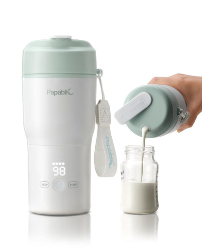 Papablic Portable Bottle Warmer, 85W Fast Baby Bottle Warmer for Travel & Home, Heats Breastmilk & Formula & Water, 4 Temperature Settings, Wide Mouth, Fits Car Cup Holder