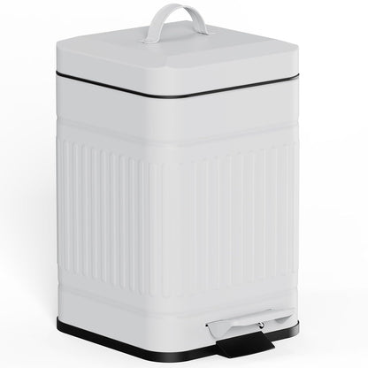 CEROELDA Small Trash Can with Lid-5L/1.3 Gal,Stainless Steel Outdoor Dog Poop Garbage Can-Farmhouse Retro Metal Waste Bin w/Step Pedal for Bathroom Bedroom Office-Soft Close-Black