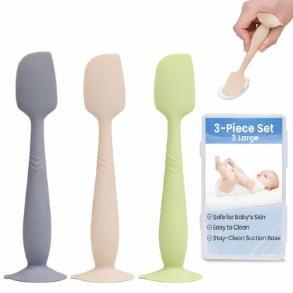 Upgraded 4-Pack Silicone Diaper Cream Spatula with Travel Case - Soft Full-Size & Mini Applicators for Rash Ointment, Diaper Care & Everyday Care, Ideal for Newborn Essentials and Baby Shower Gifts