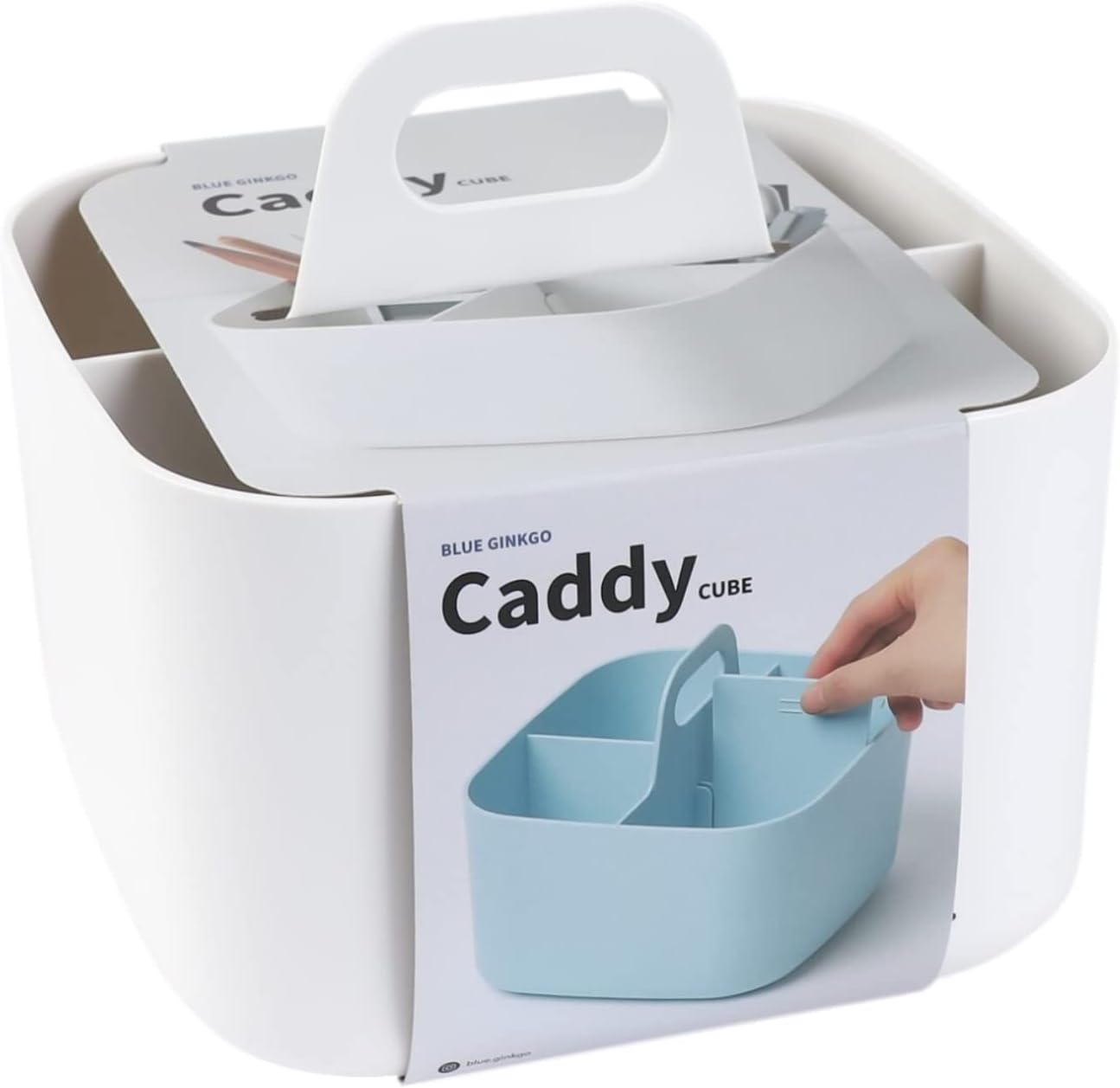 BLUE GINKGO Stackable Organizer Caddy – Korean-Made Portable Tote for Bathroom, Office, Crafts, or School Supplies (Rectangle, Green)