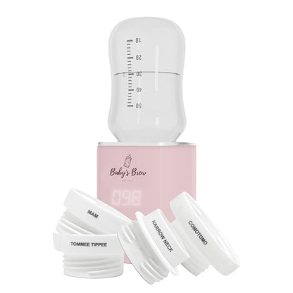 Baby's Brew Portable Bottle Warmer with Adapter Set – Cordless Baby Bottle Warmer for Breastmilk & Formula, Rechargeable, Leak-Proof, Travel-Friendly Milk Warmer, Marble