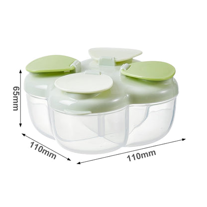 Formula Dispenser No-Spill with Four Compartment, Infant Milk Powder Dispenser Portable On The Go, Kids Snack Formula Containers for Travel Hold Outdoor, Violet