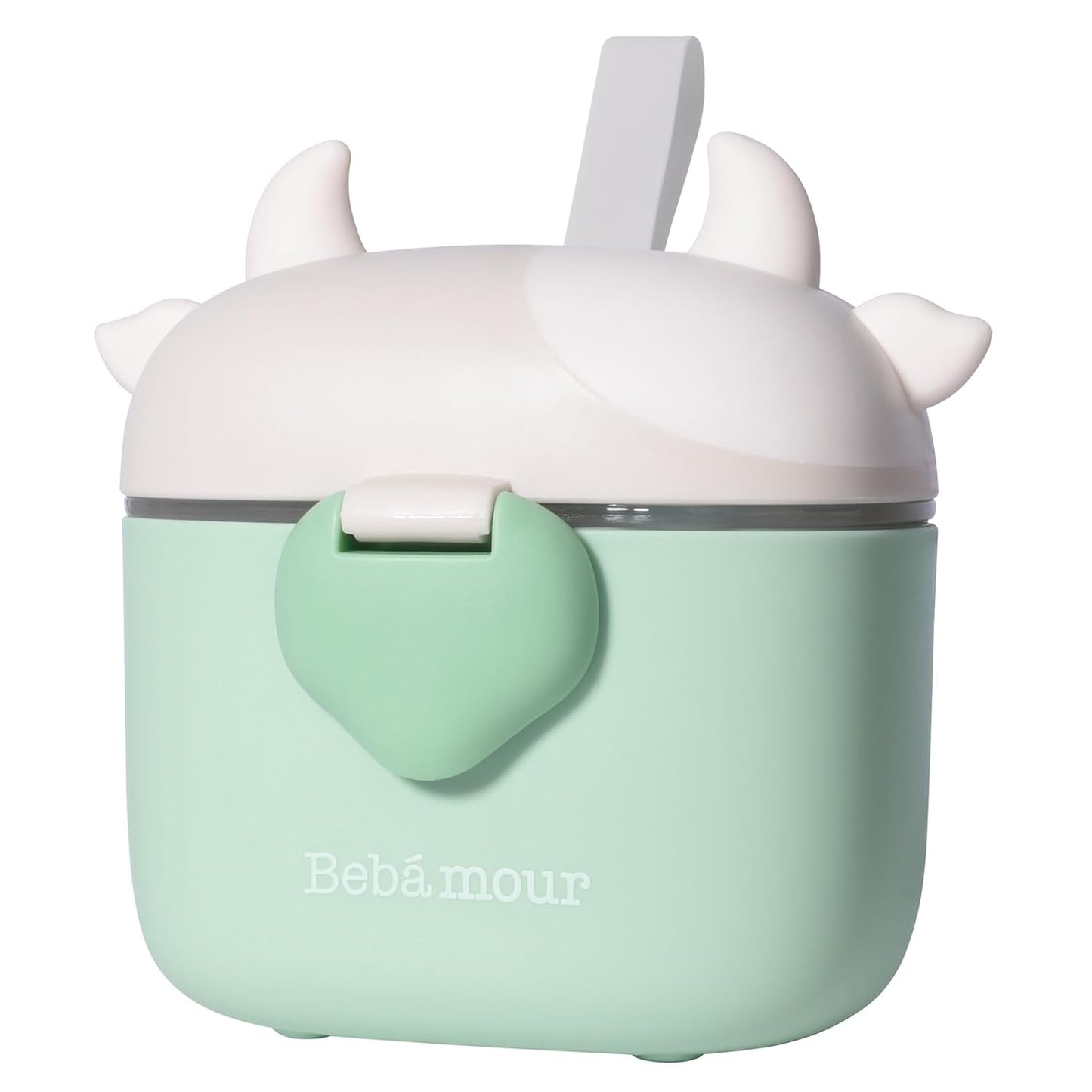 Bebamour Baby Formula Dispenser, BPA Free Portable Milk Powder and Candy Fruit Snack Storage Container with Scoop and Leveller for Travel, 450 ML, Green Cow