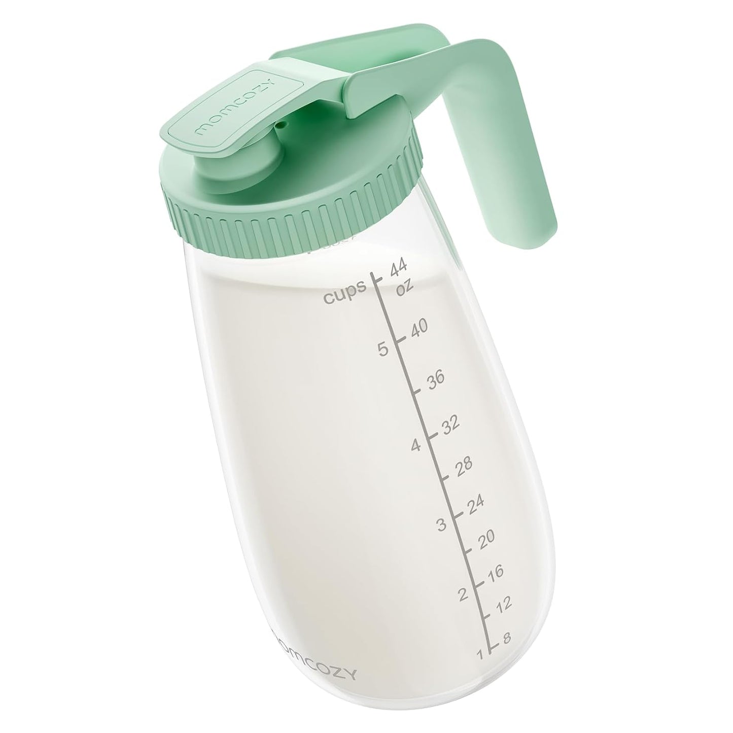 Momcozy Breast Milk Pitcher, Resistant to Heat and Cold Abrupt Temp Swings, No Leak Glass Breast Milk Fridge Storage Container with Wide Mouth, Fast Baby Formula Maker, Green