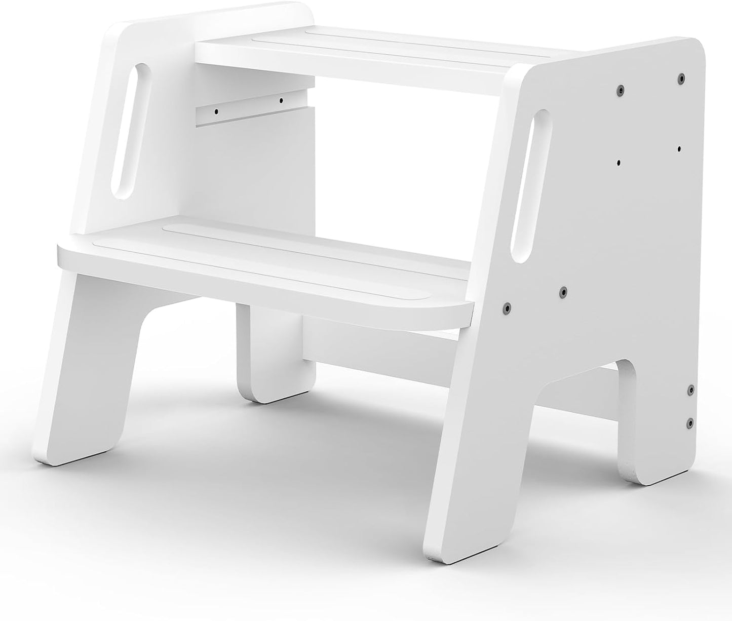 Toddler Step Stool, Wooden Height-Adjustable 2-Step Stool for Kids, Potty Training Stool with Handles for Bathroom Sink, Kitchen, Bedroom