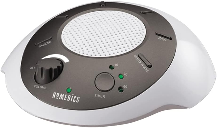 Homedics SoundSleep White Noise Sound Machine, Blue, Small Travel Sound Machine with 6 Relaxing Nature Sounds, Portable Sound Therapy for Home, Office, Nursery, Auto-Off Timer, by Homedics
