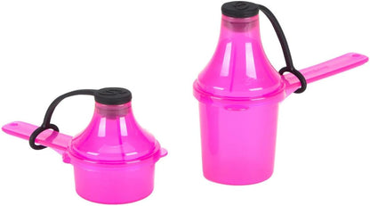Supplement Container, Portable to-Go Scoop, and Funnel System for Pre Workout Powder, Spill Proof Dispenser, Gym Shaker Bottle Travel Accessory, 2 Pack Pink (15cc 15mL - 29.6cc 29.6mL)