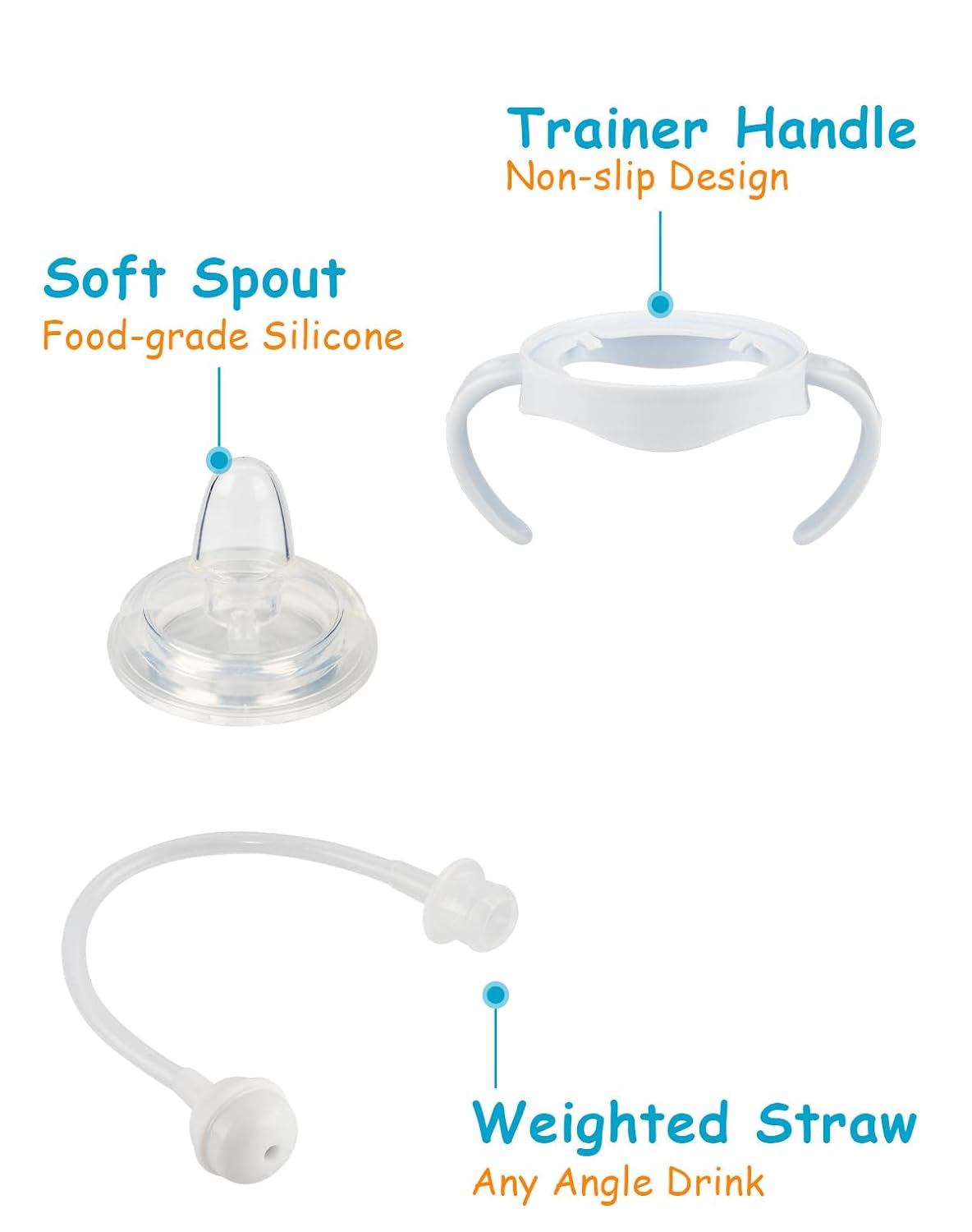 Straw Cup Soft Conversion Kit for Philips Avent Natural Baby Bottle, Toddler Transition Kit with Silicone Straw Top Nipple, Weighted Straw, Bottle Handle, Cleaning Brush, Spill-Proof, BPA-Free, 3-Pack