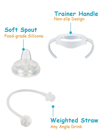 Straw Cup Soft Conversion Kit for Philips Avent Natural Baby Bottle, Toddler Transition Kit with Silicone Straw Top Nipple, Weighted Straw, Bottle Handle, Cleaning Brush, Spill-Proof, BPA-Free, 3-Pack