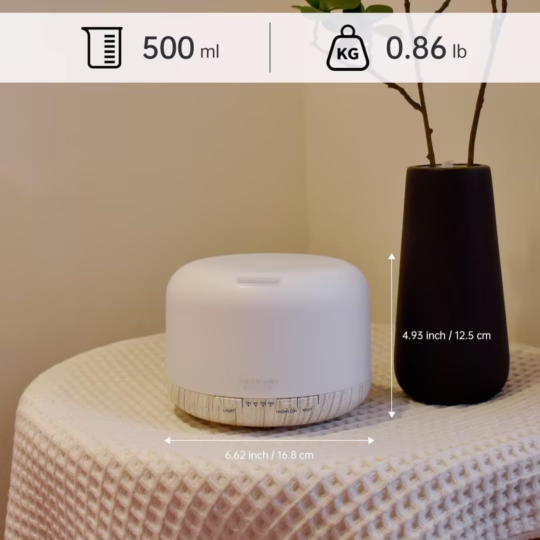 ASAKUKI Essential Oil Diffuser for Home, 500ML Aromatherapy Diffuser Humidifier with Remote Control, 7 Color LED Lights, Quiet Cool Mist Diffuser for Bedroom, Office, Gift for Mom (Yellow)