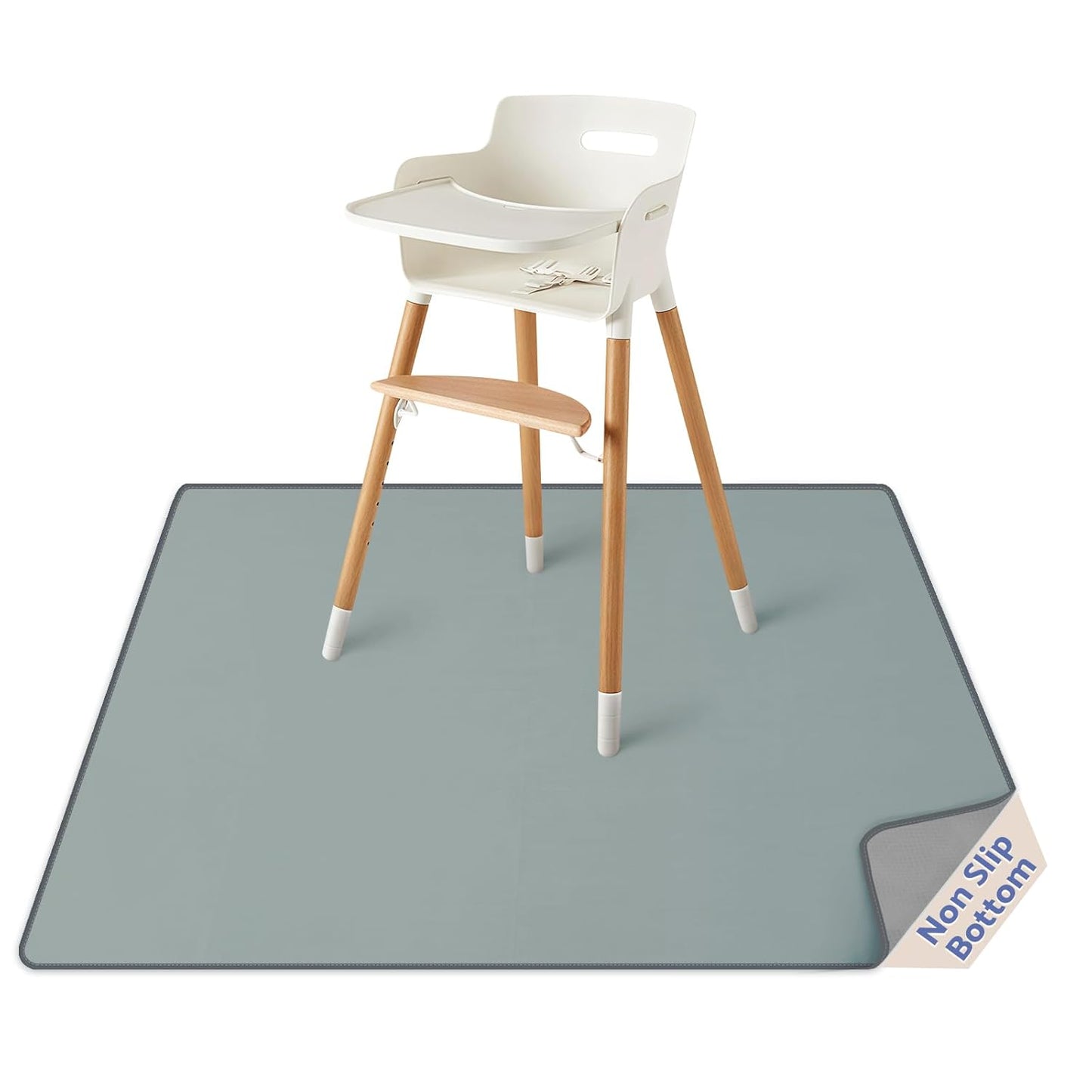 Blissful Diary Baby Splat Mat for Under High Chair, 50.4 x 50.4 Inch Wipeable Splash Mat, Waterproof and Washable, Anti-Slip Floor Protector, Retro Rainbow