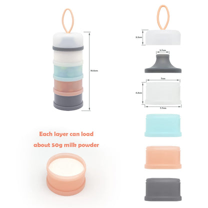 Baby Formula Dispenser, Formula Container, BPA Free, 4 Layers, Baby Feeding Travel Storage Container, Portable Milk Powder Dispenser Container, Non-Spill Stackable Baby Snack Storage Container