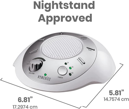 White Noise Sound Machine | Portable Sleep Therapy for Home, Office, Baby & Travel | 6 Relaxing & Soothing Nature Sounds, Battery or Adapter Charging Options, Auto-Off Timer | HoMedics