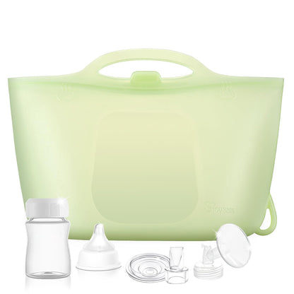 Silicone Travel Bottle Sterilizer Bags | 2000ml Microwave Steam Sterilizer Bags for Baby Bottles, Breast Pump & Pacifiers, Reusable Steam Sterilizing Bags for Travel and Home Use (Clear Milk White)