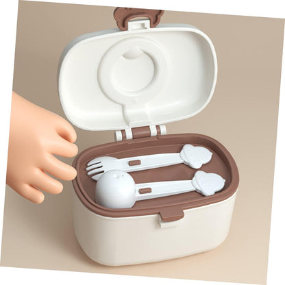 Kisangel Baby Formula Container Portable Milk Powder Box with Leak-Proof Lid and Separate Spoon Fork Compact 4.72X3.74X2.95 Inch for Infant Formula Snacks and Baby Food Storage