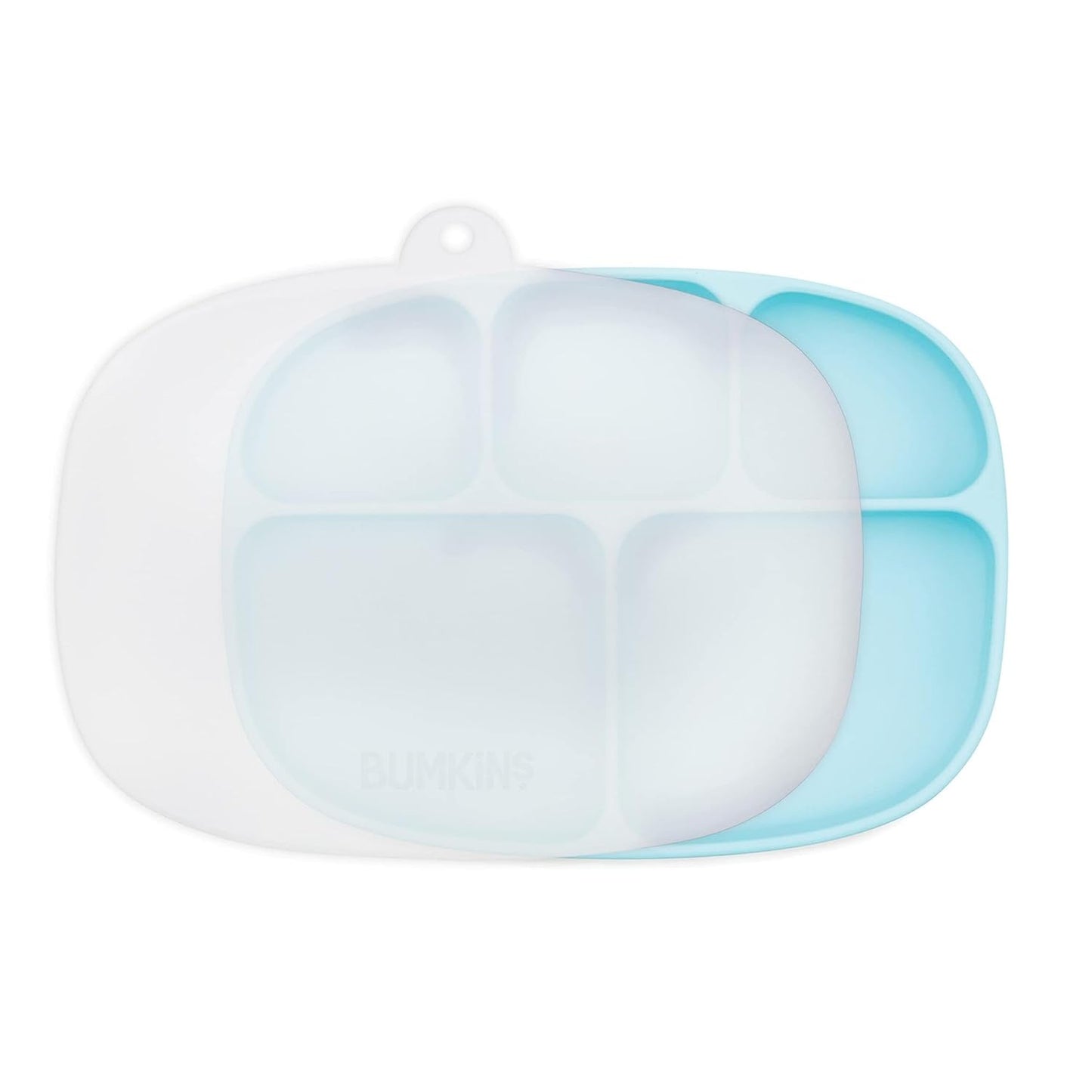 Bumkins Toddler and Baby Suction Plate, Divided Grip Dish for Babies and Kids, Baby Led Weaning, Feeding Supplies, Sticks to Tables and Highchairs, Platinum Silicone, for Chidren 6 Months, Gray