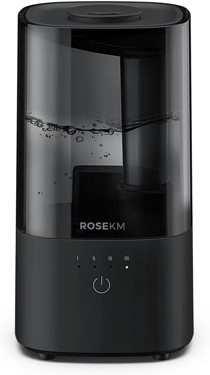 ROSEKM Humidifiers for Bedroom, 2.0L Cool Mist Humidifier for Home Plant and Baby Nursery, Quiet Ultrasonic Humidifier with 360° Nozzle, Auto Shut-Off, Filterless, Black