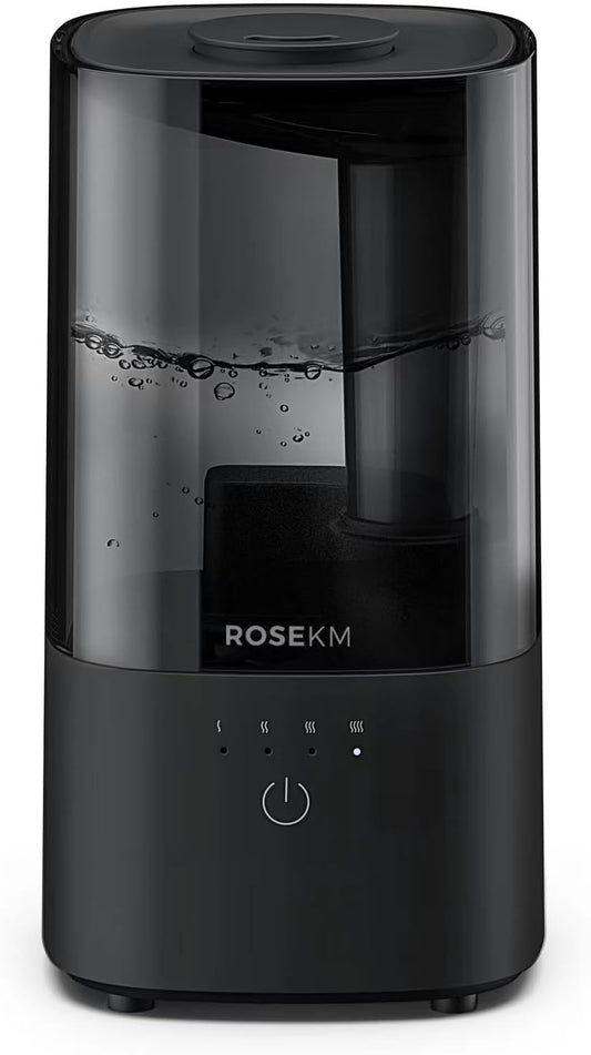 ROSEKM Humidifiers for Bedroom, 2.0L Cool Mist Humidifier for Home Plant and Baby Nursery, Quiet Ultrasonic Humidifier with 360° Nozzle, Auto Shut-Off, Filterless, Black