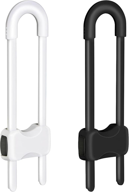 Baby Proofing Cabinets,Cabinet Locks for Babies,2 Pack U-Shaped Child Locks for Cabinets, Child Proof Cabinet Latches,Child Safety Cabinet Locks with Adjustable by SPISPI (1 White,1 Black)