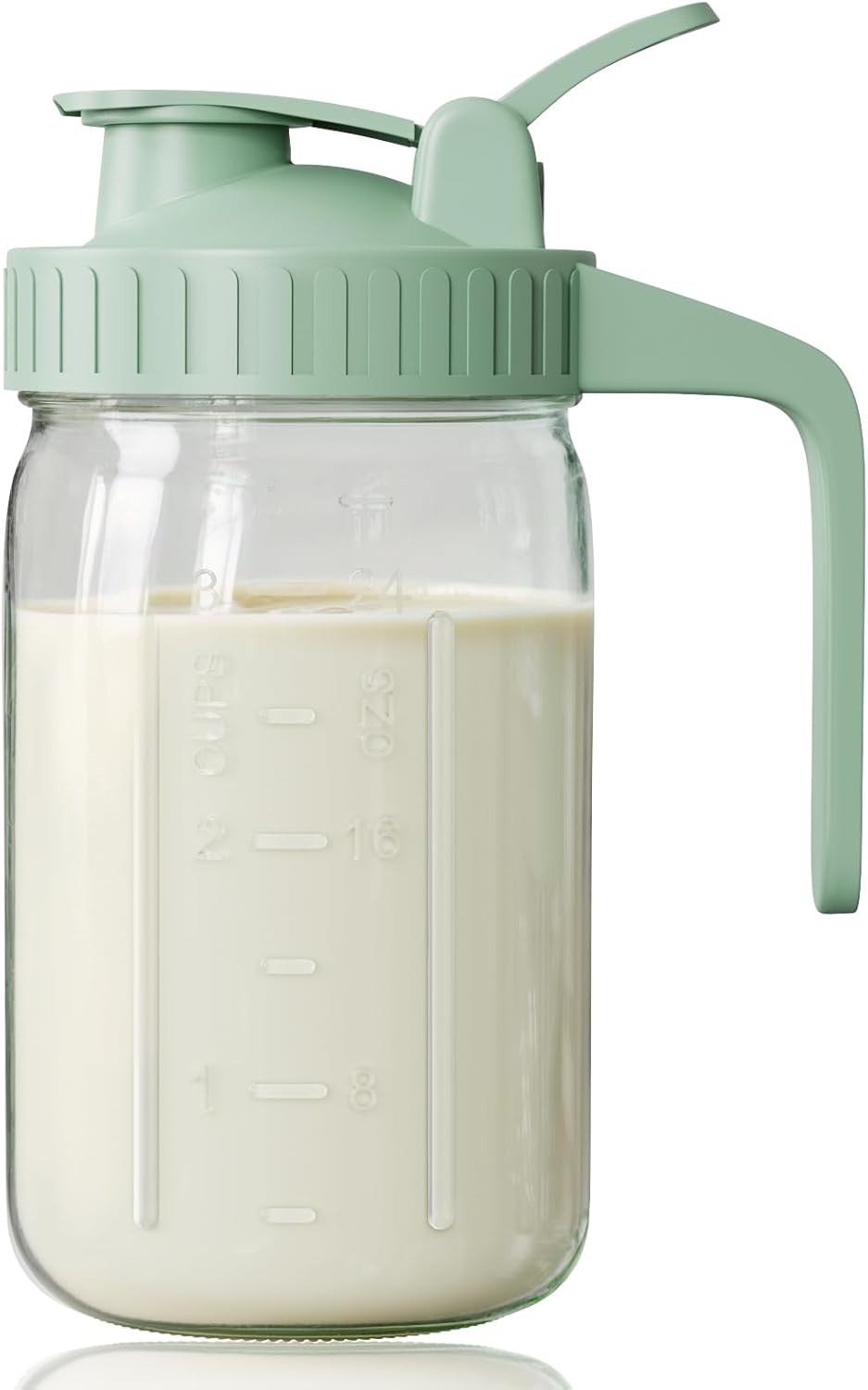 OneDream Breast Milk Pitcher 32oz Glass Pitcher with Lid, Formula Pitcher Leakproof Drip-Free Spout, Wide Mouth Mason Jar Pitcher for Easy Pouring, Dishwasher Safe Breastmilk Storage Pitcher