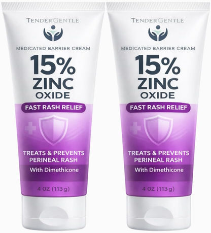 Zinc and Dimethicone Cream, 4oz - 2 Pack of Medicated Barrier Rash Cream for Minor Cuts, Scrapes, and Burns - Good for Diaper Rashes