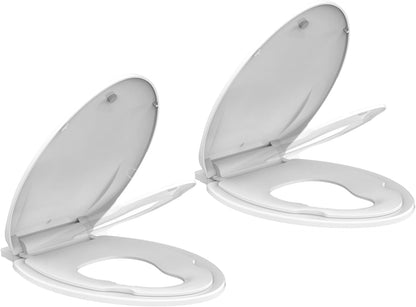 Toilet Seat Round,Toilet Seat with Toddler Seat Built in, Potty Training Toilet Seat Round Fits Both Adult and Child, with Soft Close,Easy Install and Clean - White, Round