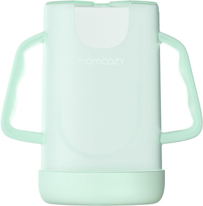 Momcozy Baby Pouch Holder No Squeeze, Baby Food & Juice Box Holder, Mess-Free, Easy Grip for Self-Feeding, BPA-Free & DEHP-Free, Must-Have for Babies, Green