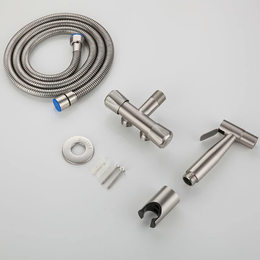 Hand Held Sprayer Toilet Attachment Stainless Steel Bathroom Bidet Spray Set, Multi-Function for Cloth Diaper Sprayer, Toilet Or Wall Mounted, Pets Shower - Stainless Steel,c