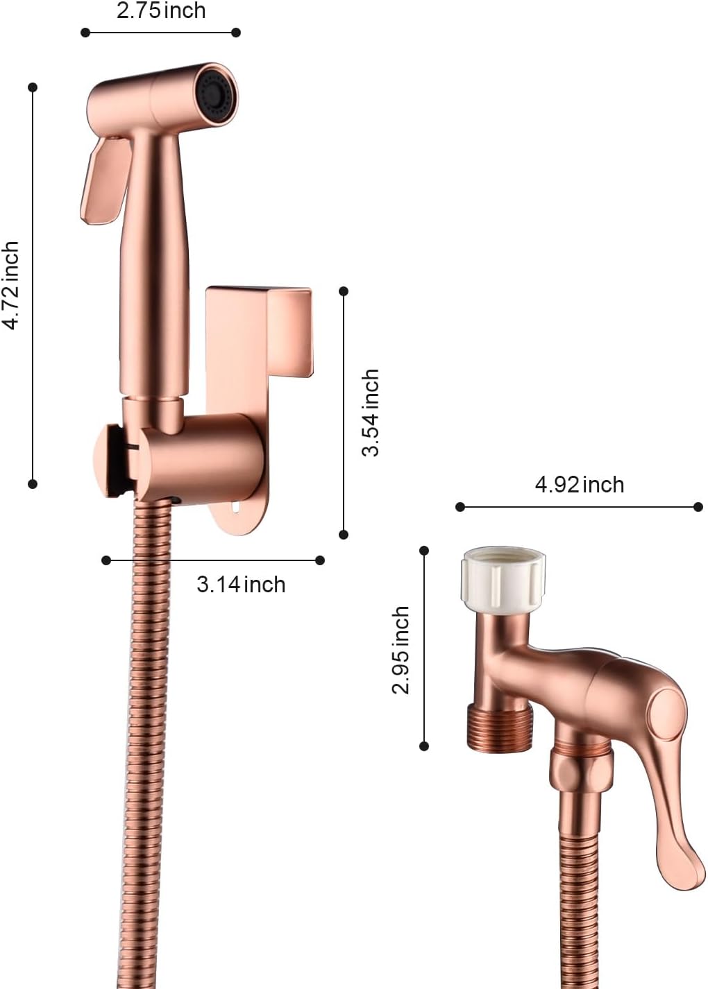 Handheld Bidet Sprayer for Toilet, Cloth Diaper Sprayer with Stainless Steel Hose, Holder, and T-Valve (Silver)