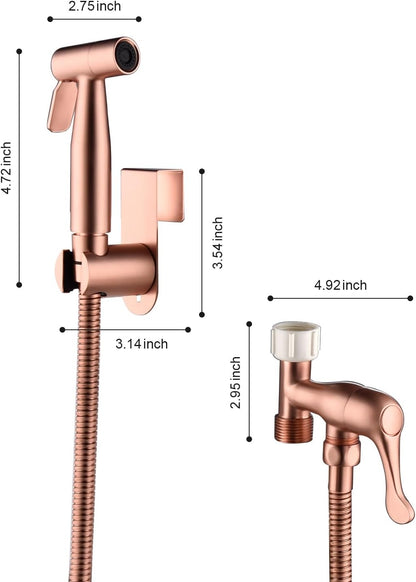 Handheld Bidet Sprayer for Toilet, Cloth Diaper Sprayer with Stainless Steel Hose, Holder, and T-Valve (Silver)