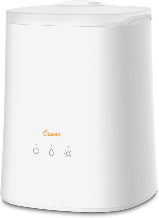 Crane 0.7 Gallon Top Fill Cool Mist Humidifier and Aroma Diffuser, with Color-Changing Night Light and Aroma Diffuser Function, Humidifier For Bedroom, Office or Nursery