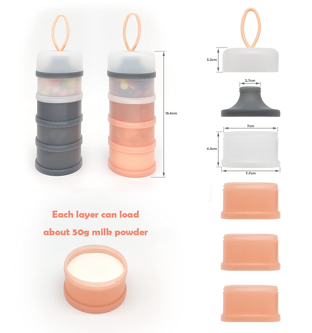 Baby Formula Dispenser, Formula Container, BPA Free, 4 Layers, Baby Feeding Travel Storage Container, Portable Milk Powder Dispenser Container, Non-Spill Stackable Baby Snack Storage Container