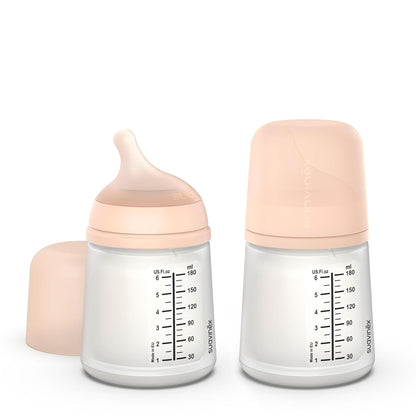 Suavinex Zero Zero Anti Colic Baby Bottle, No 1 Spanish Baby Bottle Brand, Minimizes Bottle Rejection & Nipple Confusion, Perfect for Breastfeeding Babies, 6oz/180mL, Deep Tone, Adaptable Flow Nipple