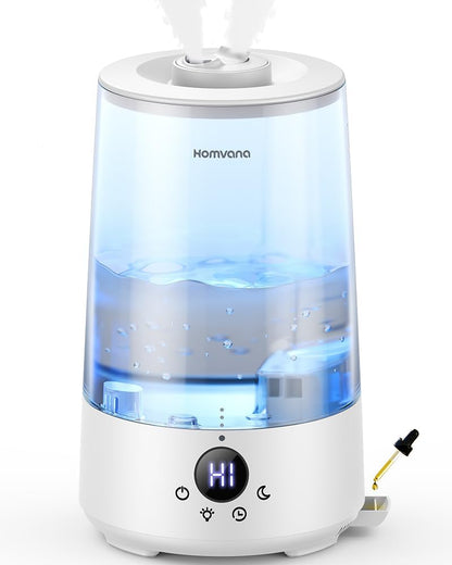 Homvana Humidifiers for Bedroom Home, 3.6 L Cool Mist Top-Fill 34H Super Long Time, Quiet 23dB, Baby Humidifier, Oil Diffuser for Large Room, House, Plant, Nursery, Office, BPA FREE, Ultrasonic (Grey)