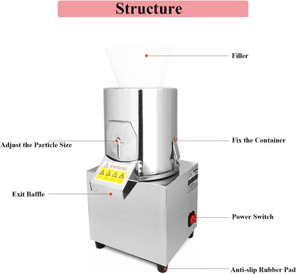 Commercial Electric Food Processor 550W – Heavy Duty Vegetable Chopper Machine – Stainless Steel Body & Blades – 120Kg/H High Capacity – for Restaurant & Kitchen Use (110V)