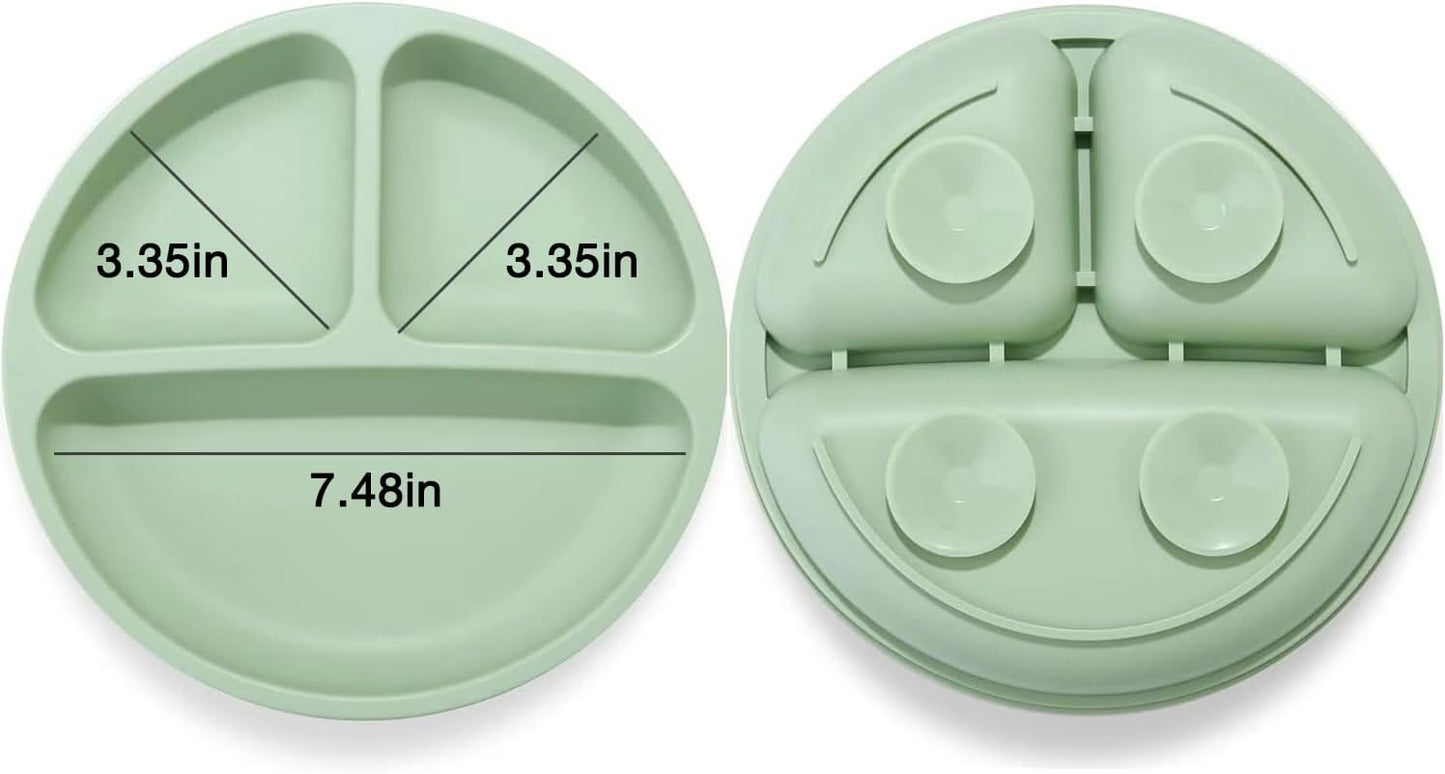PandaEar Silicone Baby Feeding Set - 6-12 Months | LED Weaning Supplies - Bib + Plate with Suction + Cup + Bowls and Spoon