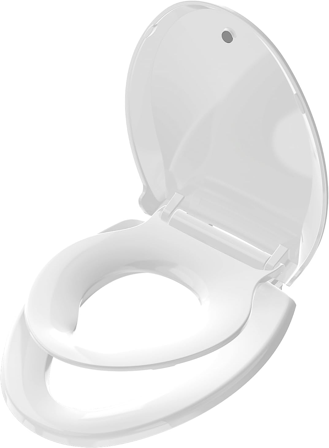 Aünsffer Toddler Toilet Seat with Potty Training Seat Round 16.5inch, 2 in 1 Toilet Seat for Family Built-in Baby Seat Removable, Soft Close + Easy Clean, PP Safe Material, Pink
