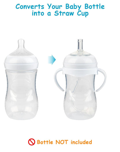 Straw Cup Soft Conversion Kit for Philips Avent Natural Baby Bottle, Toddler Transition Kit with Silicone Straw Top Nipple, Weighted Straw, Bottle Handle, Cleaning Brush, Spill-Proof, BPA-Free, 3-Pack